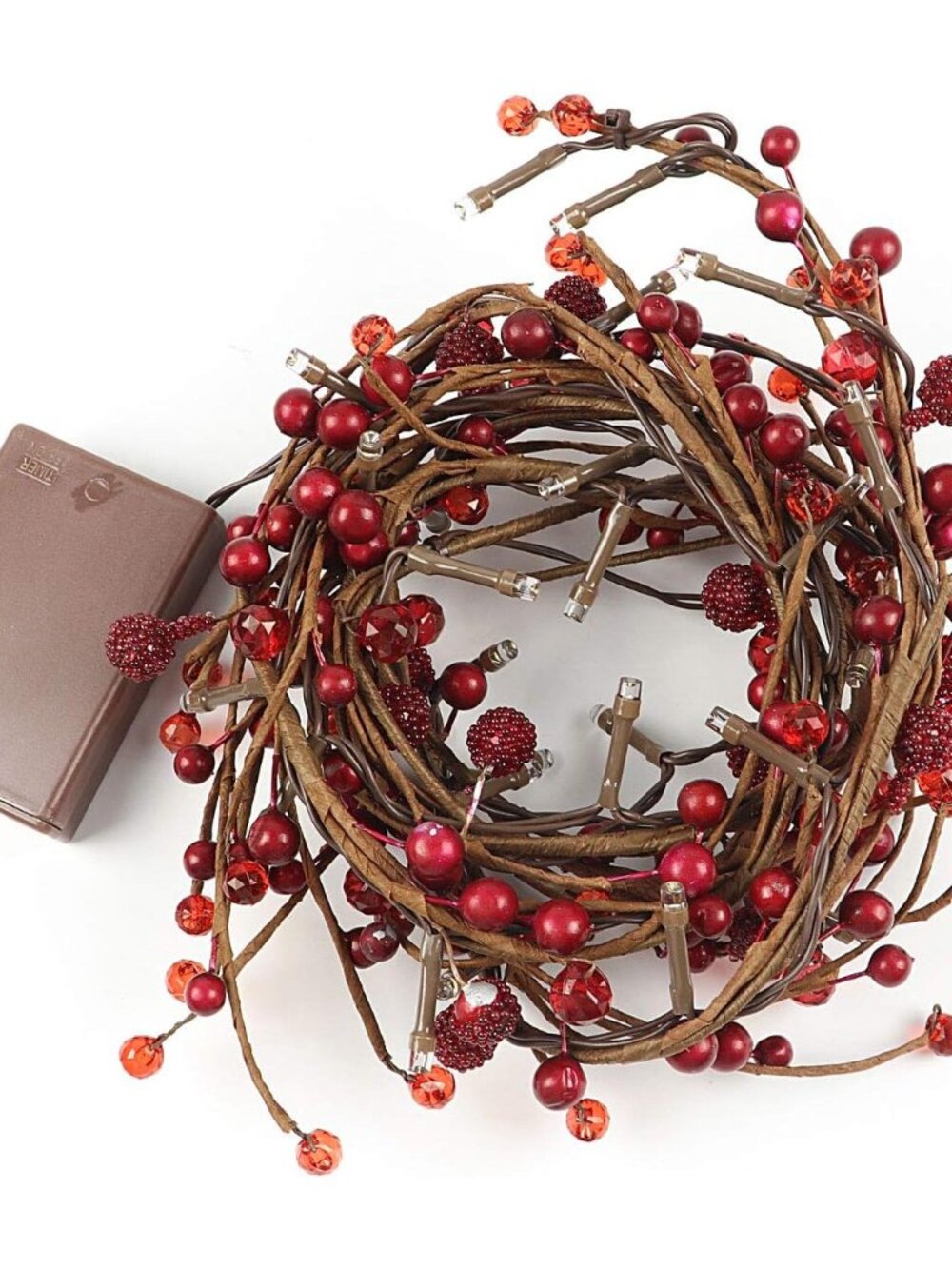 Red Berry Branch Pre-lit Garland with 30LED Lights, Battery Operated Fairy Strin - Picture 5 of 5